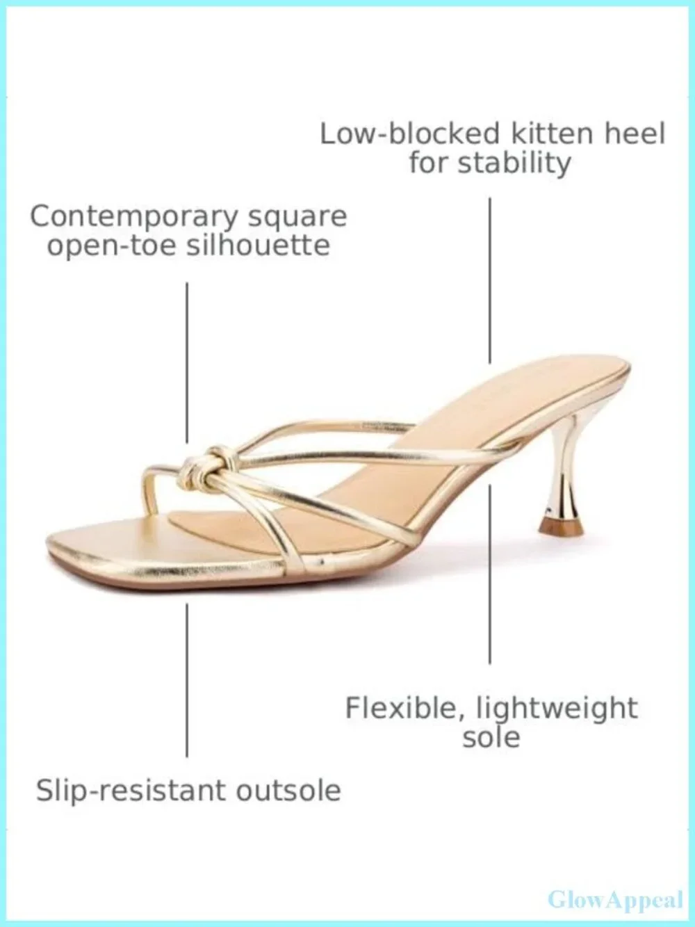 Women's Strappy Kitten Heels Square Open Toe Mules Slip On Sandals Faux Leather